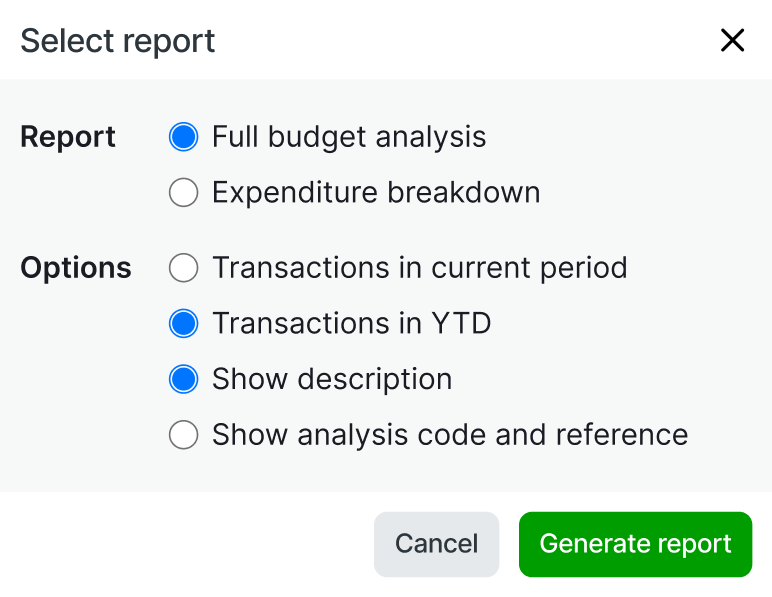 Budget reporting Arbor Finance