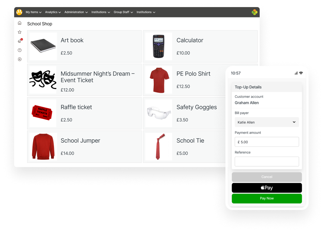 School shop and Apple pay